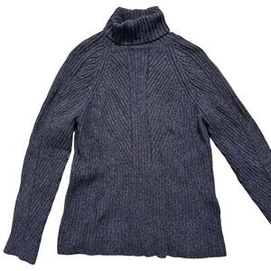 Sundance Sz XL Toasty Dimensions Ribbed Turtleneck Sweater Cotton Silk Gray